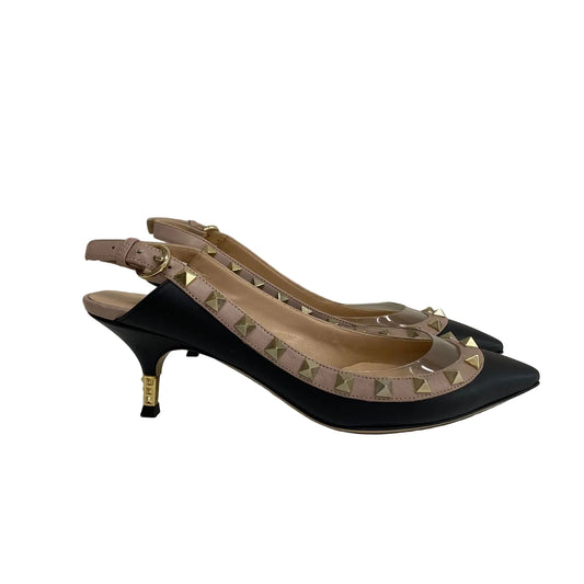 Scarpin Valentino Preto e Bege Tam 34 Br