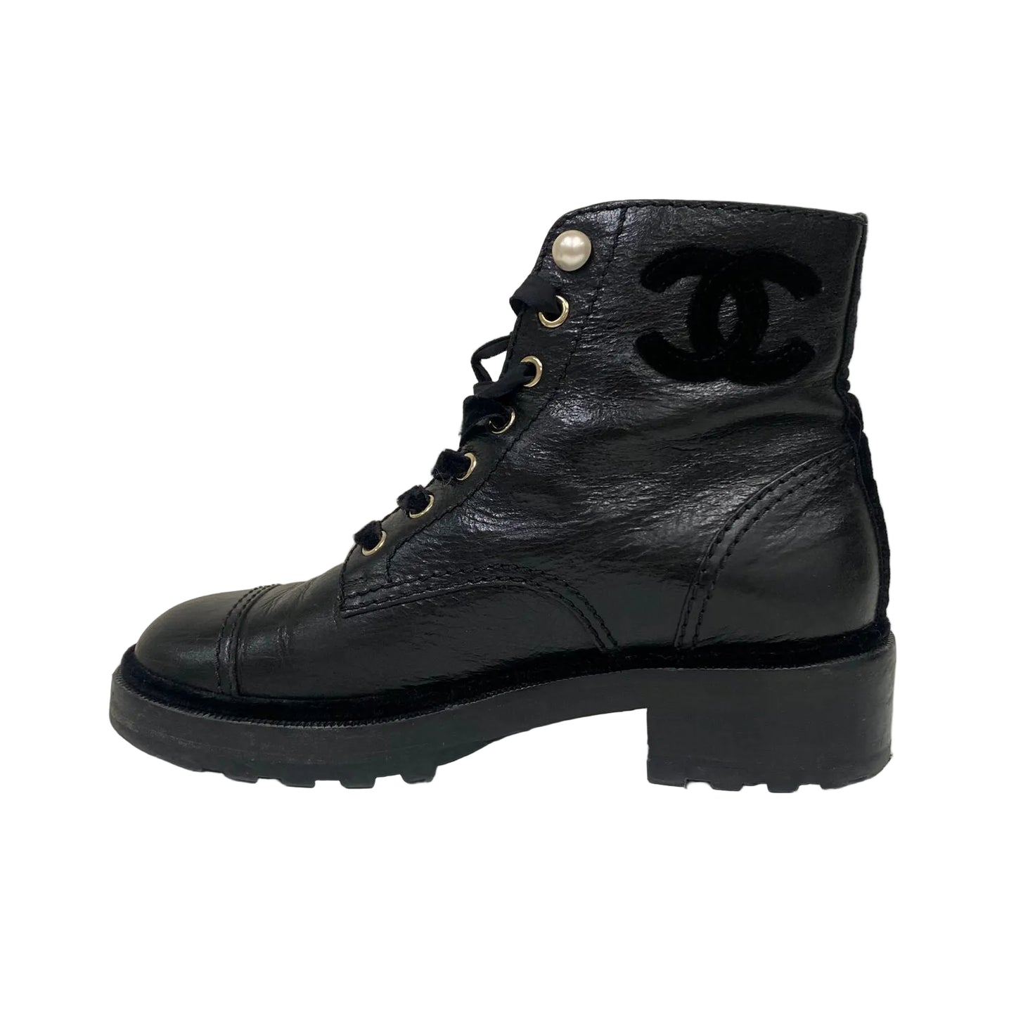 Coturno Chanel Preto Com Pérola Tam 36 BR
