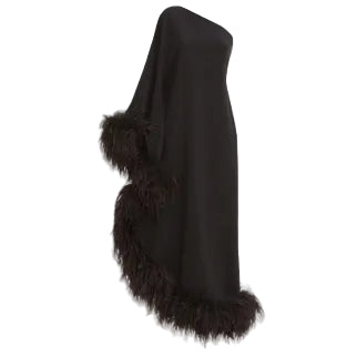 Vestido Taller Marmo Preto Com Plumas Tam 40 BR