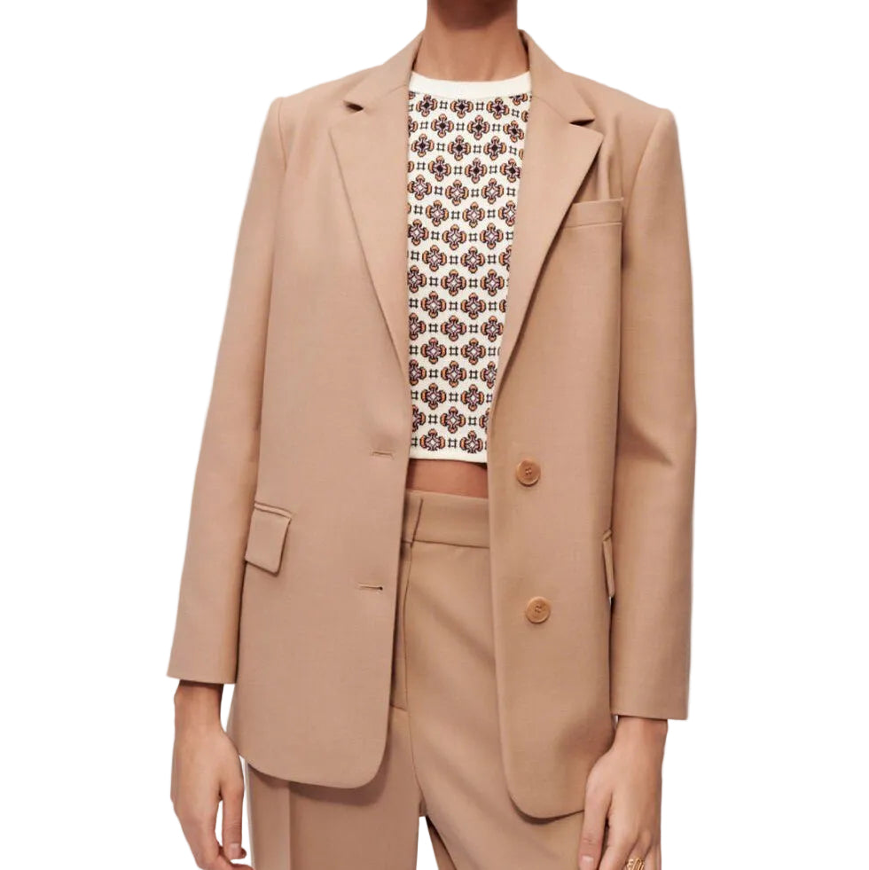 Conjunto Maje Blazer e Calça Bege Tam 38 Br