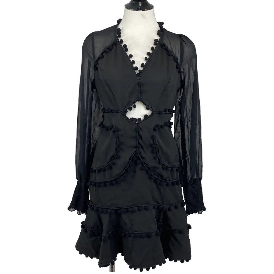 Vestido Zimmermann Corsage Bauble Pompom Preto Tam. P Br