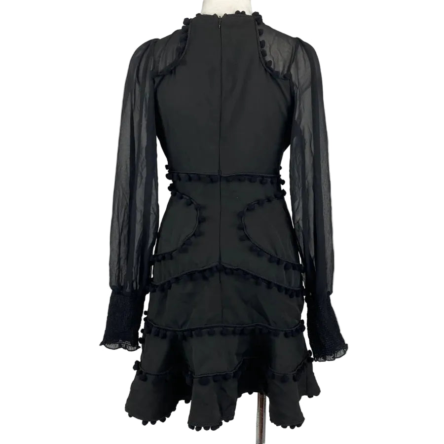 Vestido Zimmermann Corsage Bauble Pompom Preto Tam. P Br