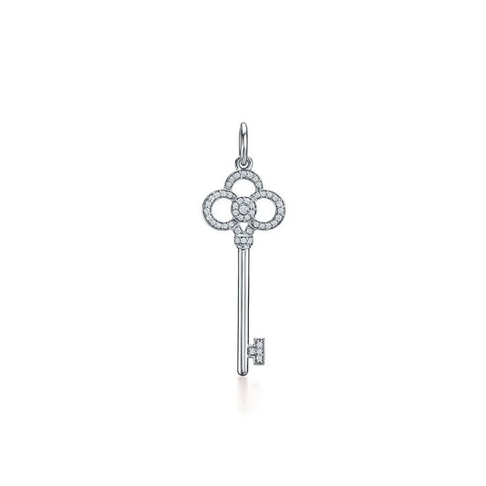 Colar Tiffany Chave Crown em Ouro Branco com Diamantes