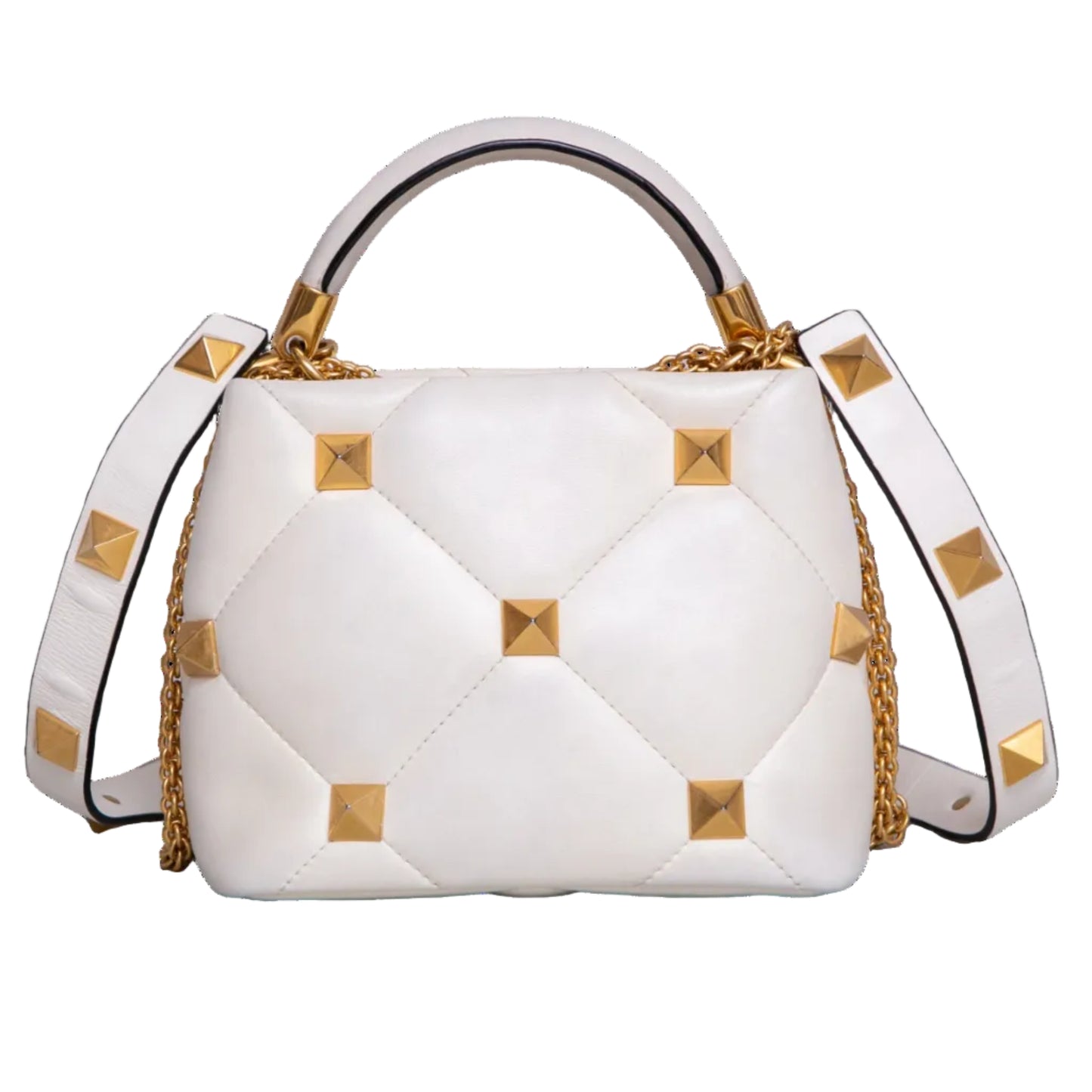 BOLSA VALENTINO ROMAN STUD TOP HANDLE BRANCA PEQUENA