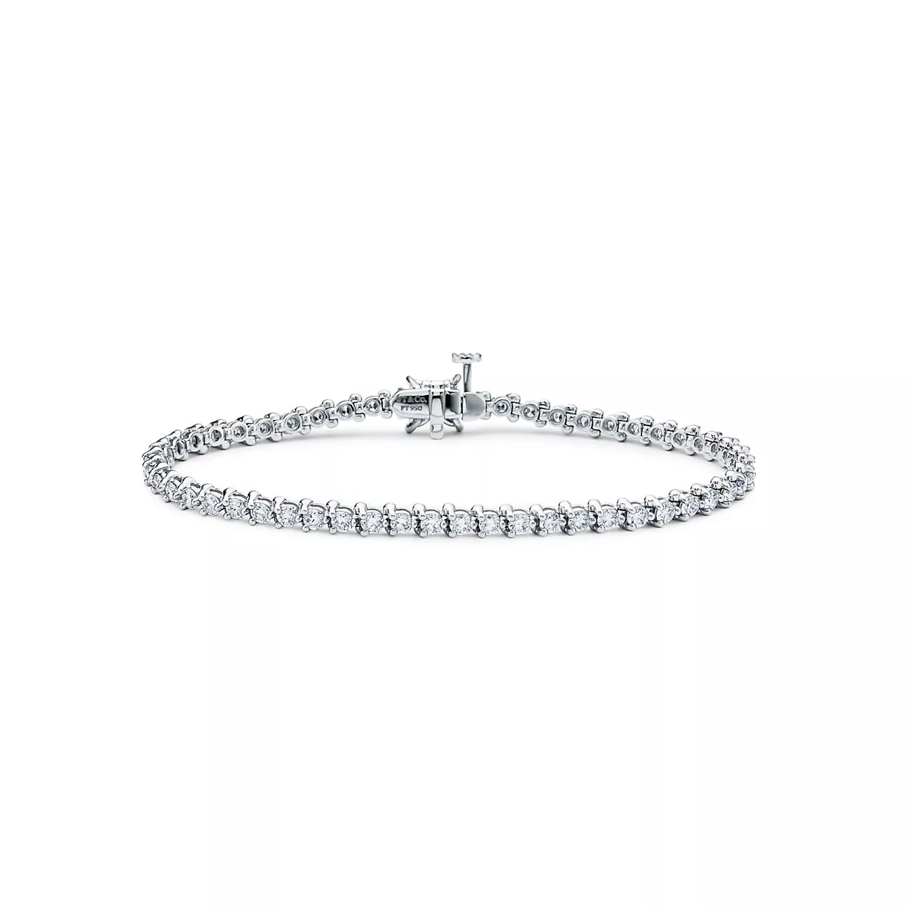 Pulseira Tiffany Line Em Platina Com Diamantes