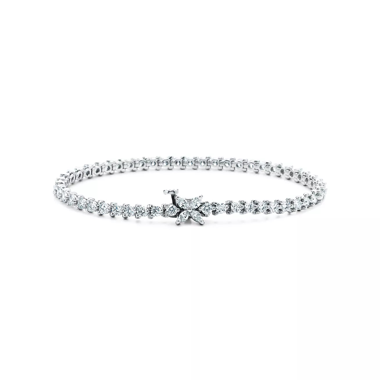 Pulseira Tiffany Line Em Platina Com Diamantes