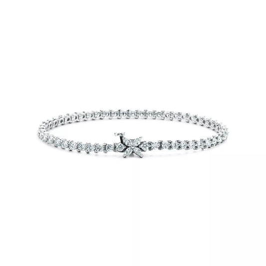 Pulseira Tiffany Line Em Platina Com Diamantes