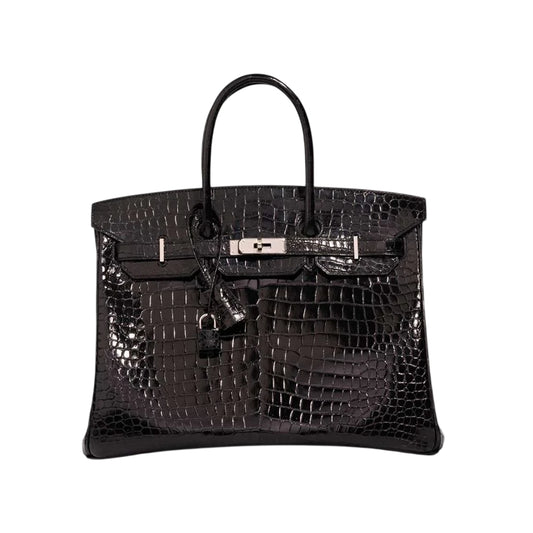 Bolsa Hermes Birkin Niloticus Black Ferragem Paladium 35