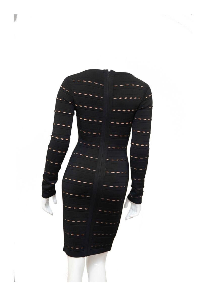 Vestido Herve Leger preto manga longa