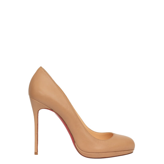 Peep Toe Louboutin Bege Couro Fosco Tam.40