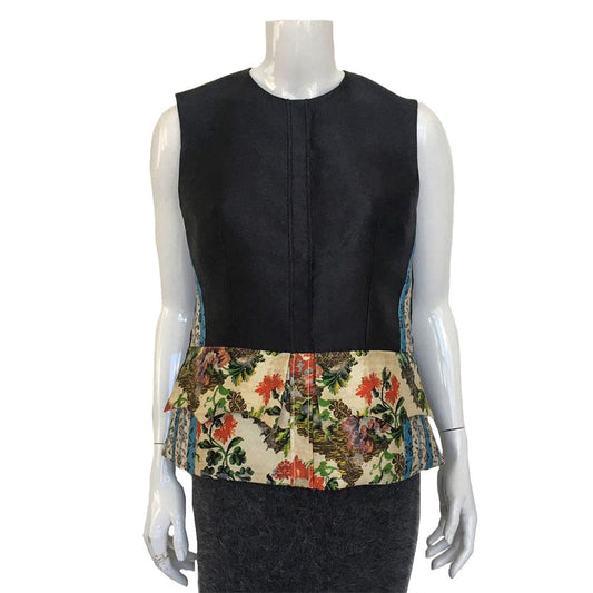 Blusa Louis Vuitton Preta com estampa na Barra Tam. 42