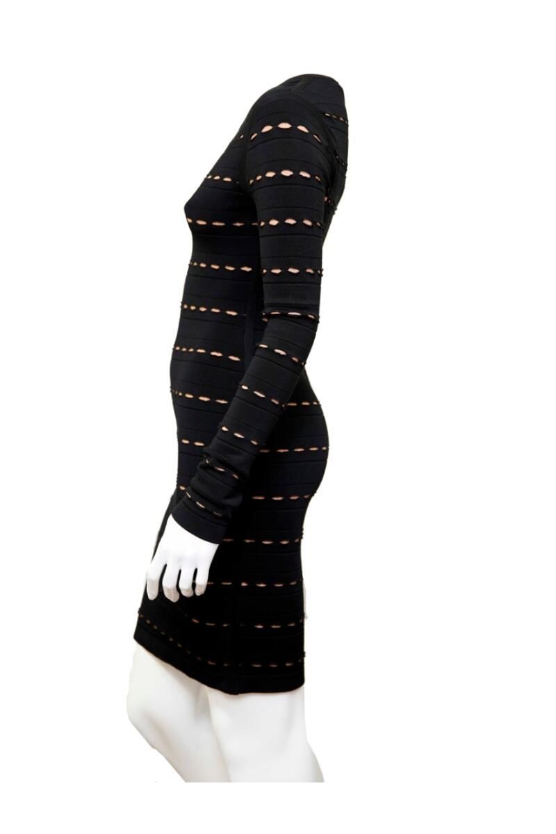 Vestido Herve Leger preto manga longa