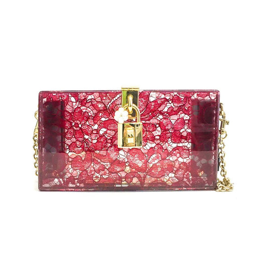 Clutch Dolce & Gabbana Belleza Box Acrilico Renda Vermelha