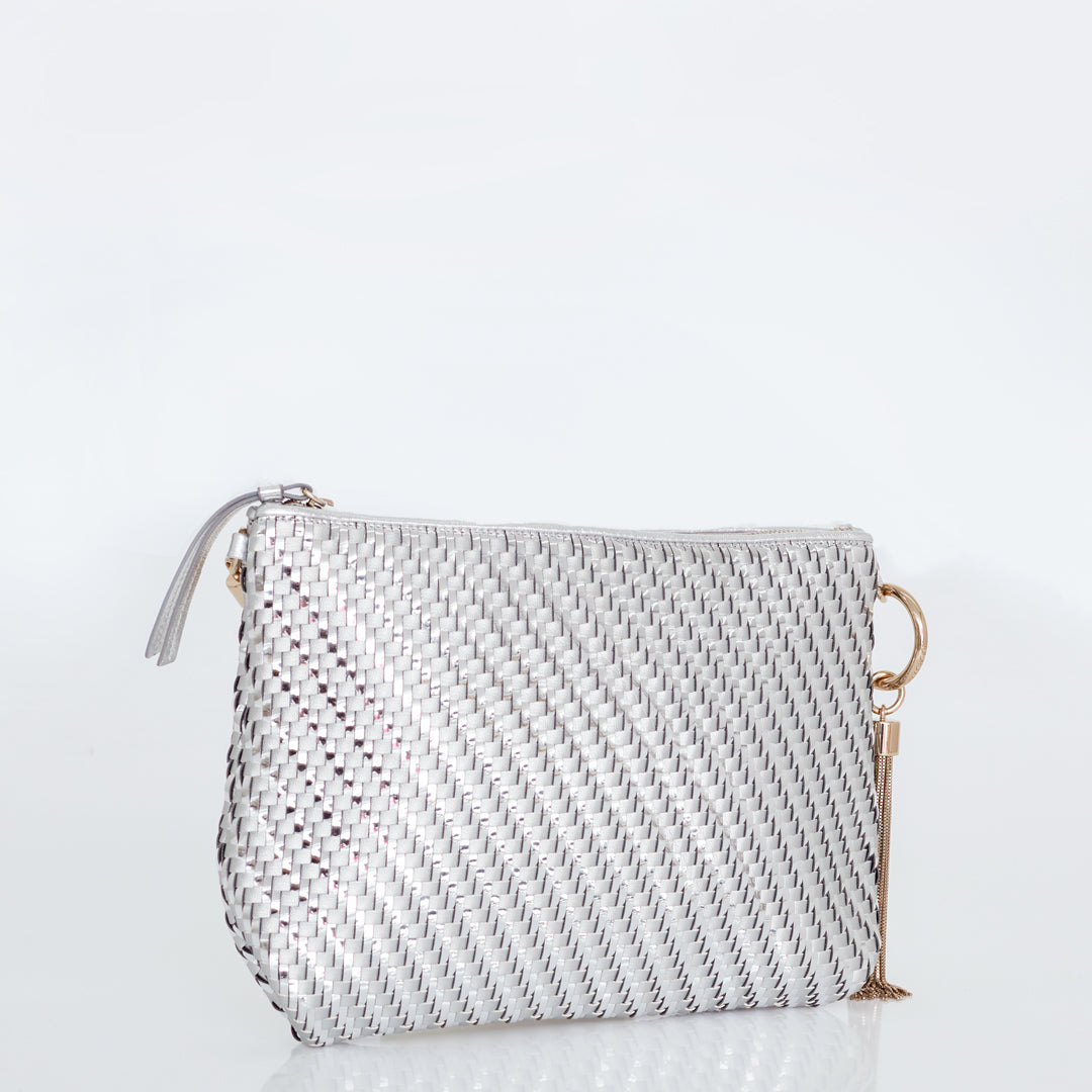 Clutch Jimmy Choo Intrecciato Prata