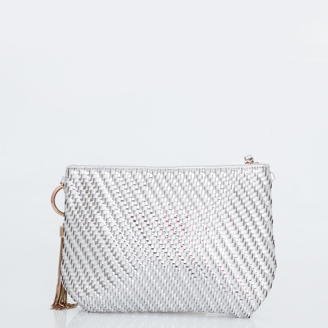 Clutch Jimmy Choo Intrecciato Prata