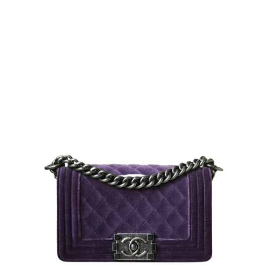 Bolsa Chanel Boy Purple In Velvet Pequena