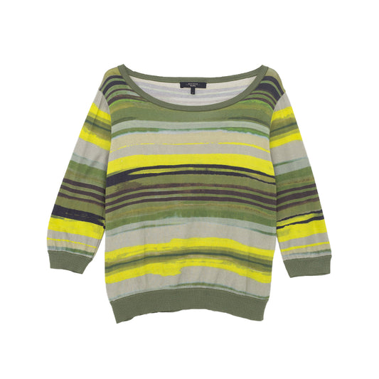 Blusa MaxMara Listrada Verde e Amarela Tam. L