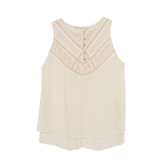 Blusa Cris Barros Creme com Rendas no Peito Tam. 36