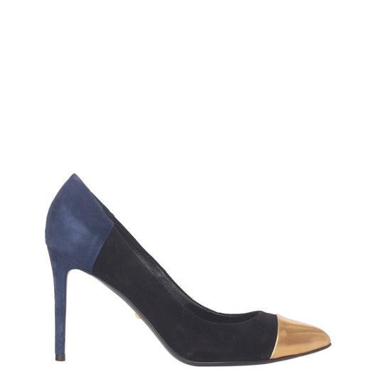 Scarpin Gucci Preto e Azul Marinho c/ Bico Dourado Tam.35,5 Br