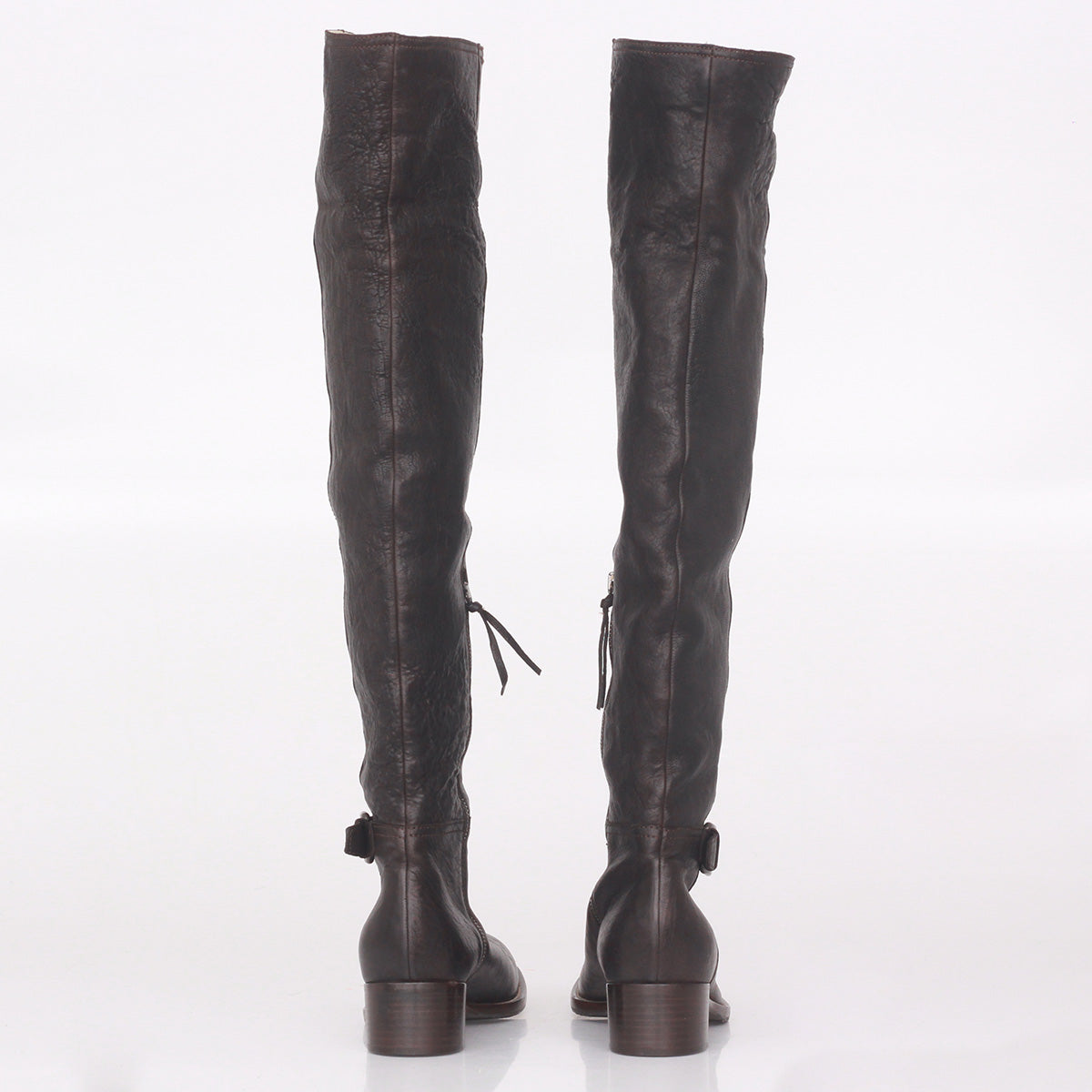 Bota Miu Miu Over The Knee Marrom Escuro e Detalhe em Fivela Tam. 37 Br