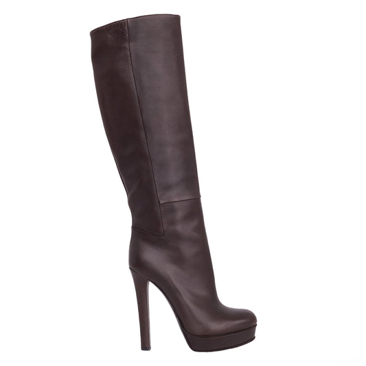 Bota Gucci Cano Alto Marrom Tam. 36 Br