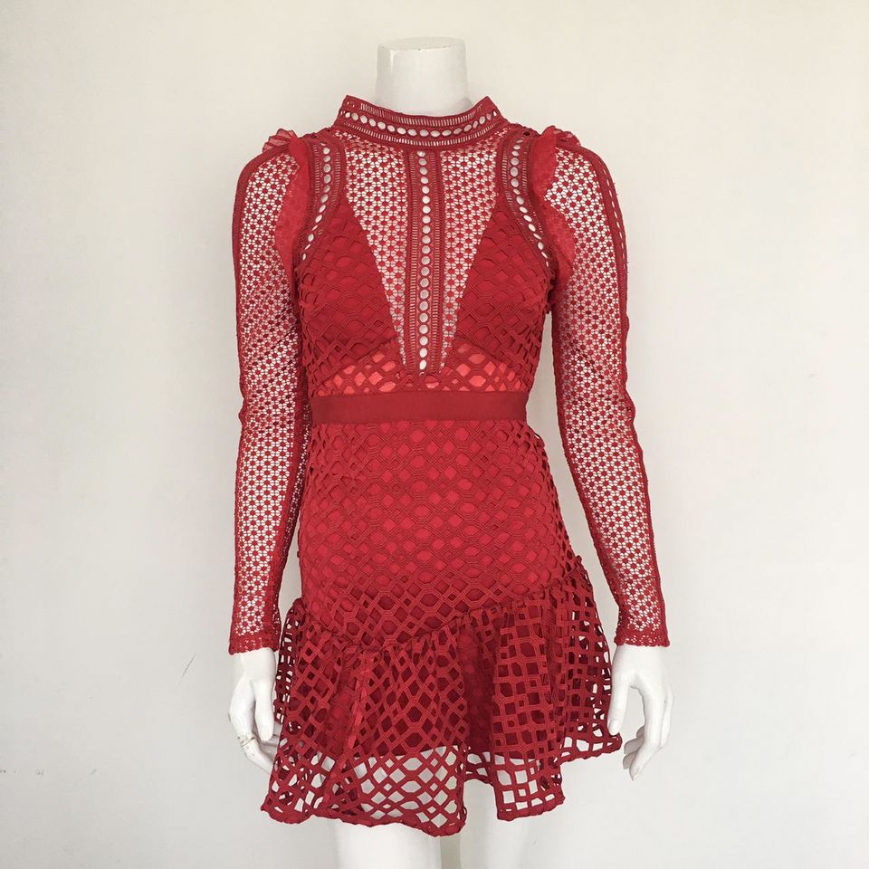 Vestido Self Portrait Vermelho Tam. 36