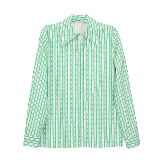 Camisa Miu Miu Branca e Verde Estampada Tam. 40