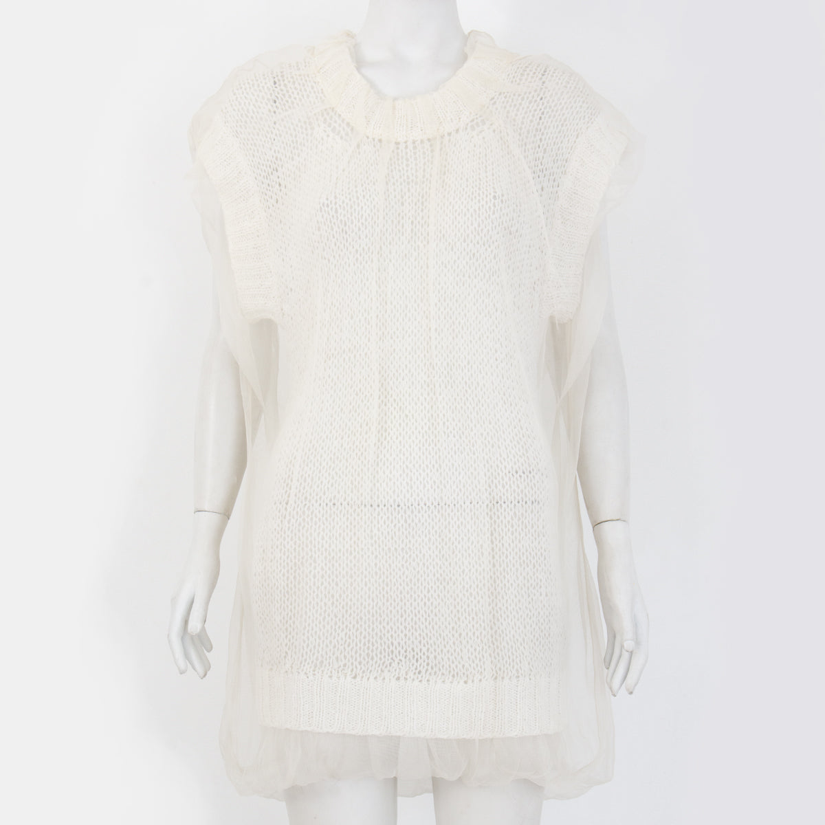 Vestido Dolce & Gabbana Off White e Crochê com Tule Tam. 36