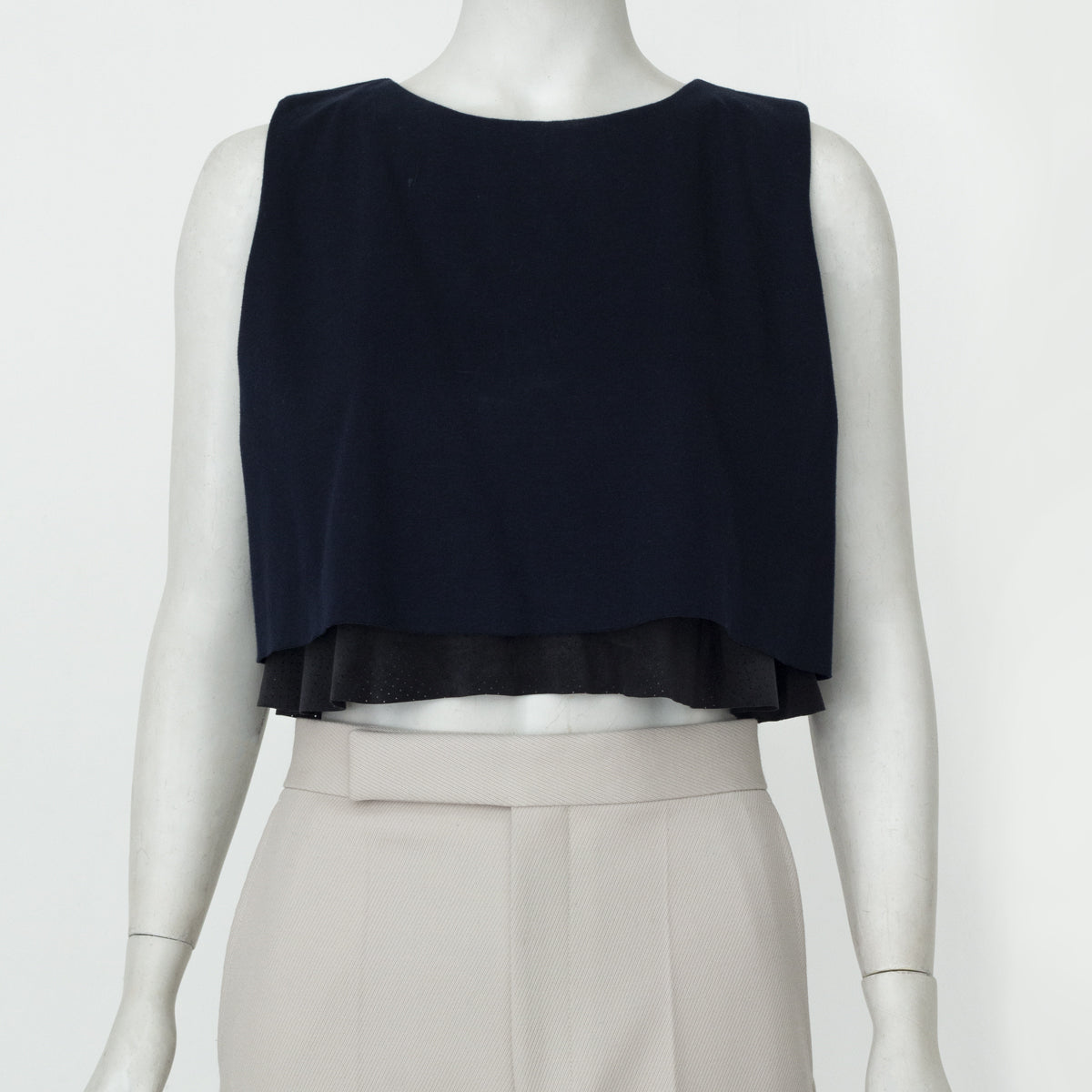 Cropped Paula Raia Azul com Babado Tam. M