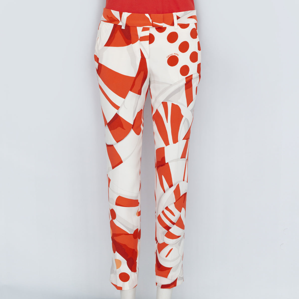 Calça Fendi Branca com Laranjas Tam. 38