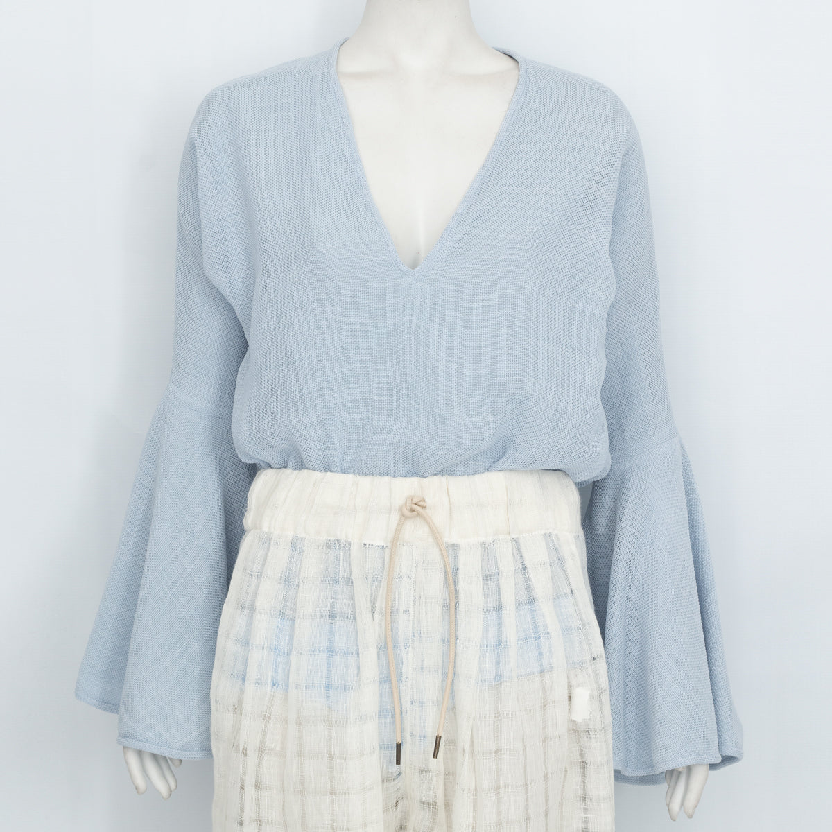 Body Paula Raia Manga Comprida Azul Claro Tam. 36