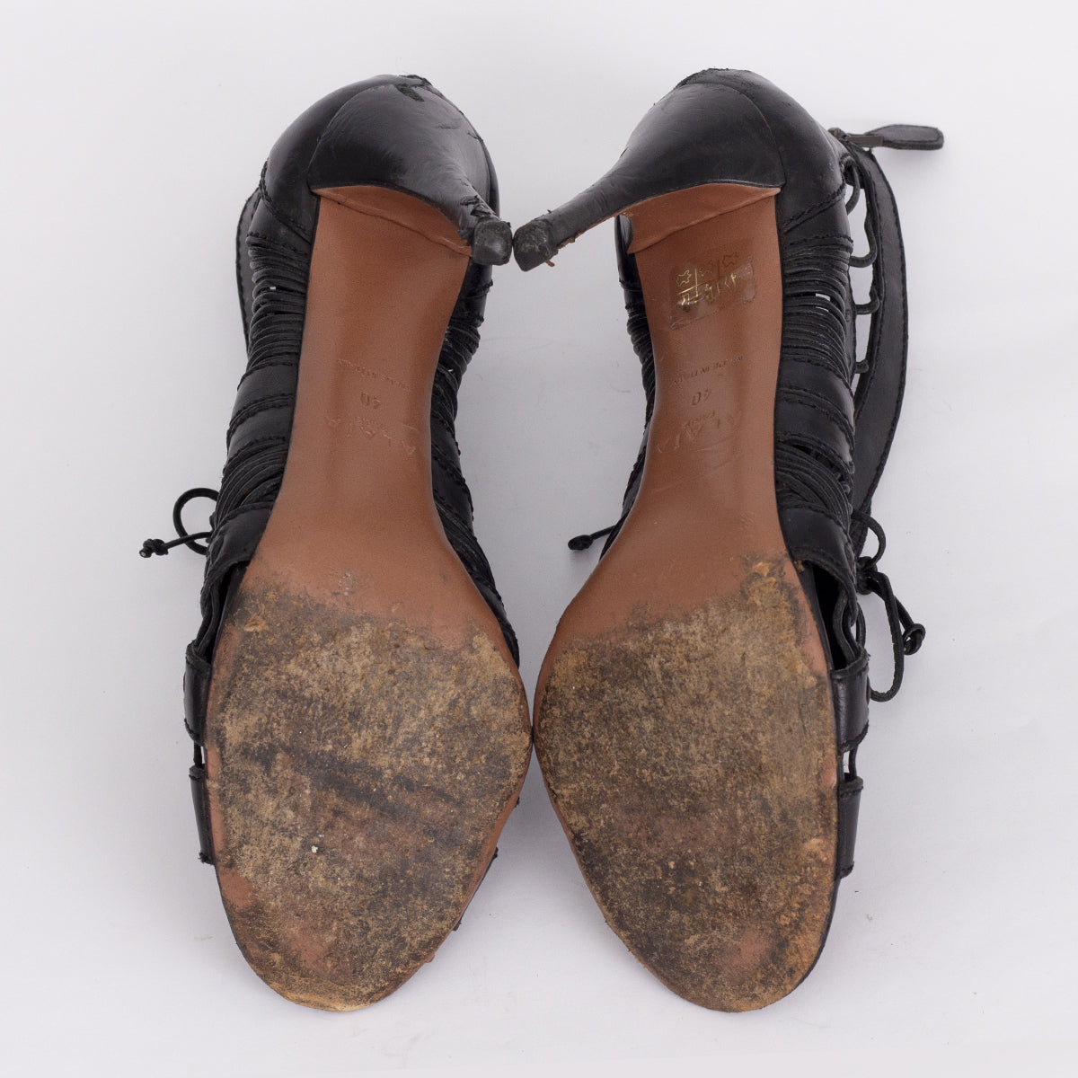 Sandália Alaia Ankle Boot Couro Preto Tam. 40