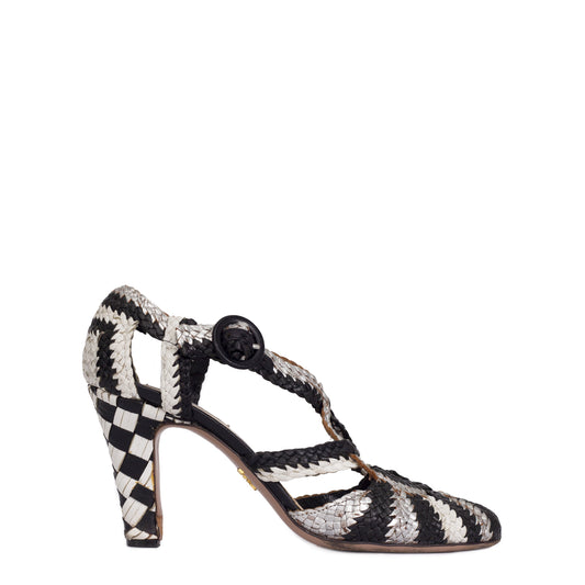 Sandália Prada Raffia Bicolor Tam. 38,5