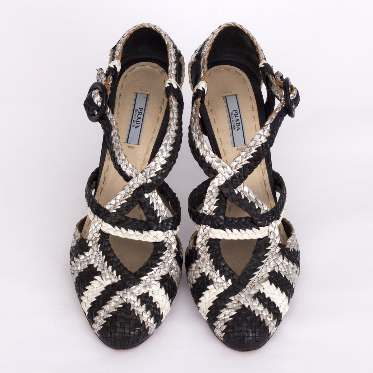 Sandália Prada Raffia Bicolor Tam. 38,5