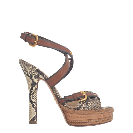 Sandália Prada Verde de Couro Tam. 36,5