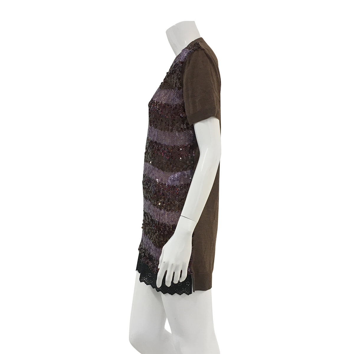 Vestido Louis Vuitton com Paetês Marrom Tam. 42