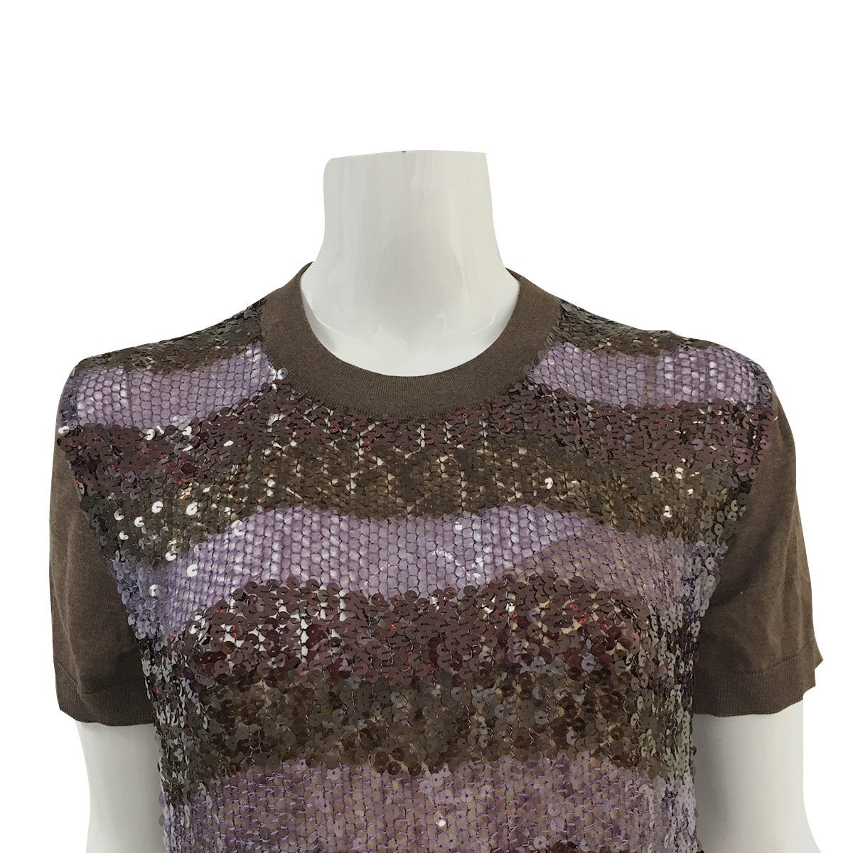 Vestido Louis Vuitton com Paetês Marrom Tam. 42