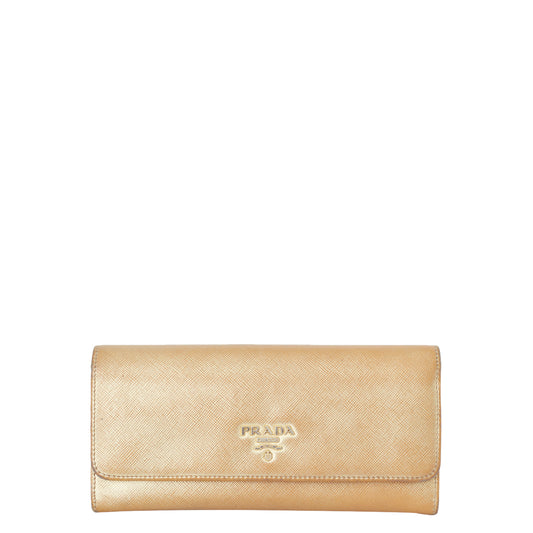 Carteira Prada Dourada Saffiano