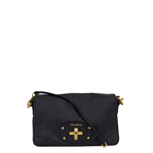 Bolsa Miu Miu Couro Preto Pequena