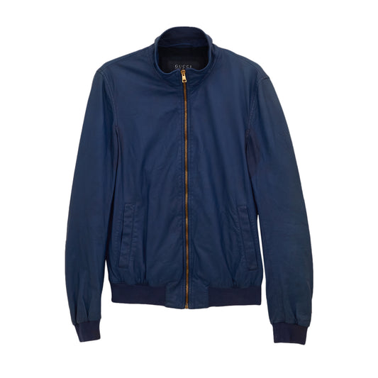 Jaqueta Gucci Couro Azul Marinho Tam. 48