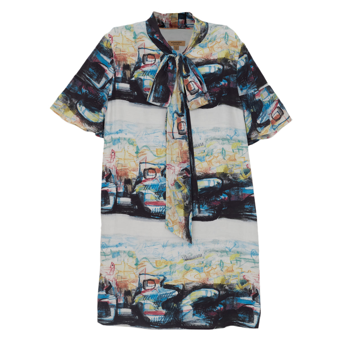 Vestido Burberry Estampado c/ Laço Tam 16