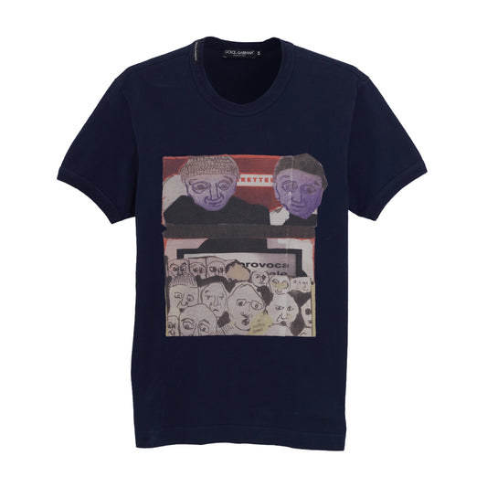 Camiseta Dolce & Gabbana Azul-Marinho e Vermelho Tam.44