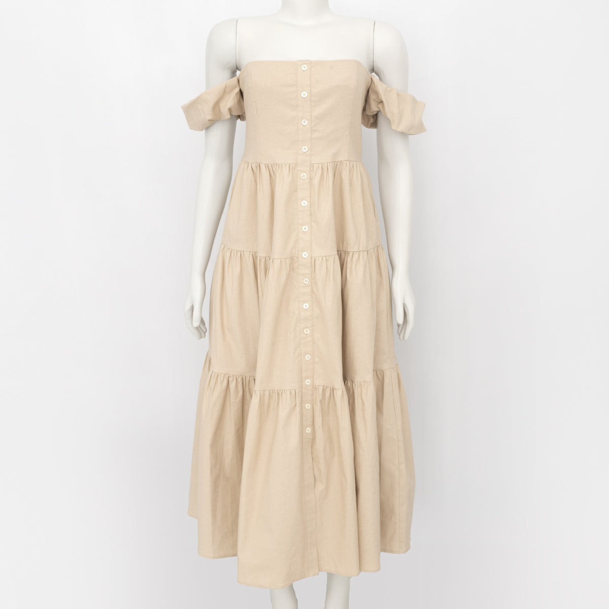 Vestido Staud Longo Bege Tam. 8