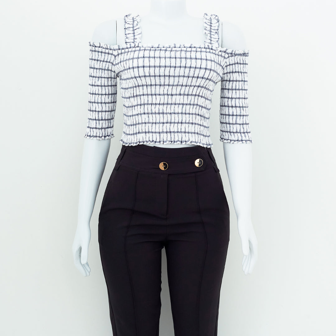 Cropped Framed Xadrez c/ Elástico Tam.36