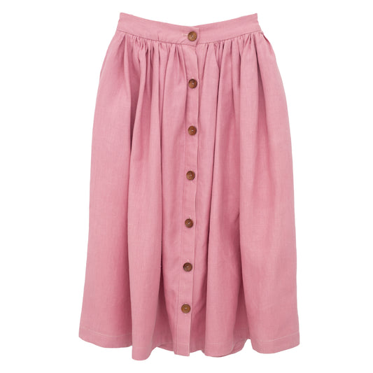 Saia Paula Raia Midi Rosa escuro com botões Tam. 38