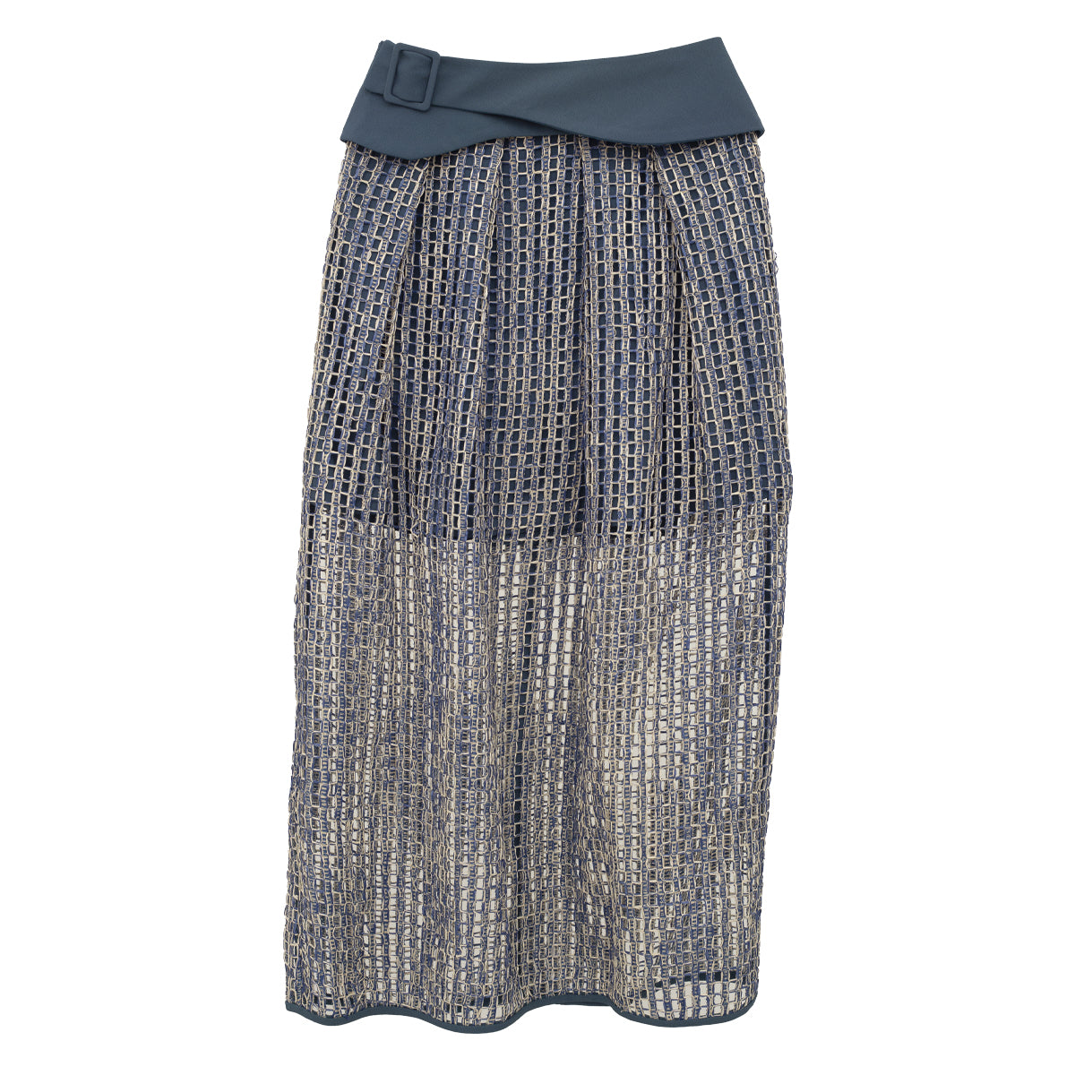 Saia Paula Raia Azul Marinho e Branca Texturizada Tam. 36