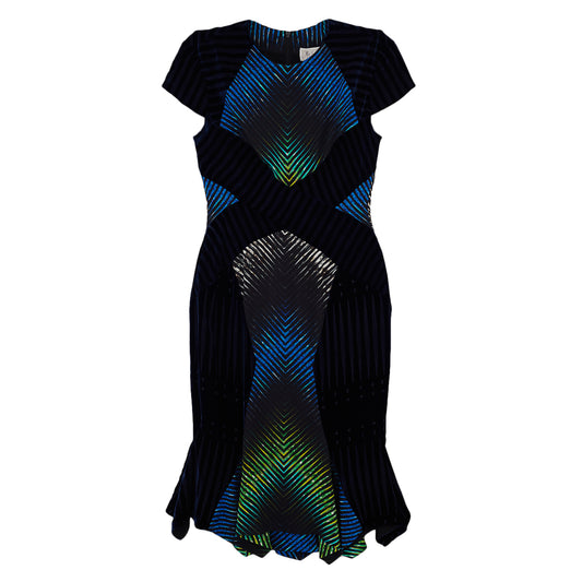 Vestido Peter Pilotto Marinho Estampado Geométrico Tam. 8
