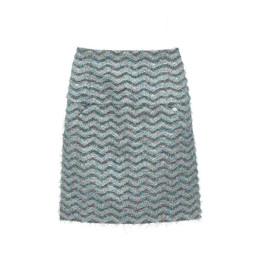 Saia Chanel Verde e Azul Metalizada Tam. 36