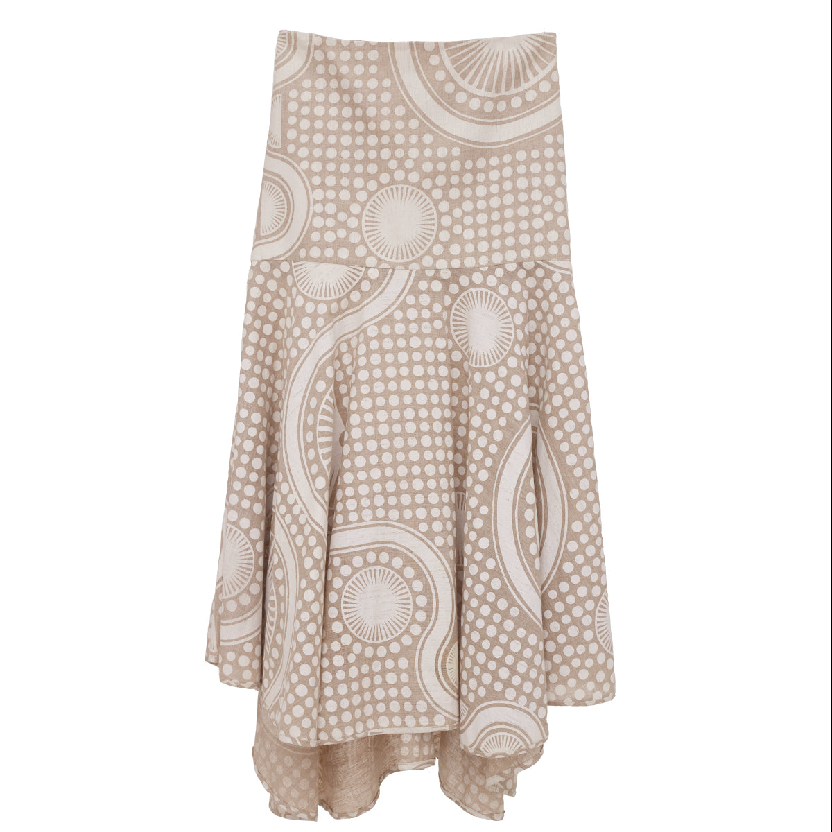 Saia Paula Raia Midi Bege e Branco Tam. 36