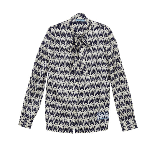 Camisa Prada Geométrica Azul e Off White Tam. 44